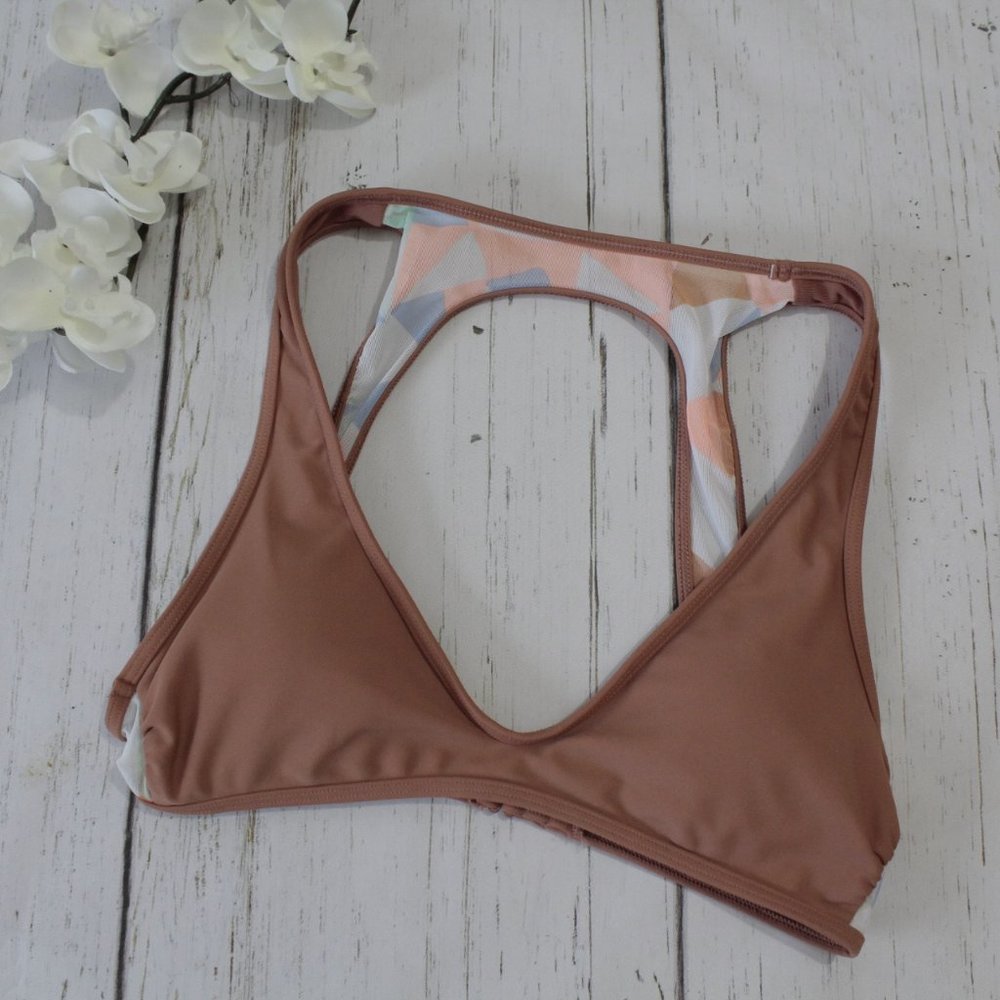 Aerie Swim Open Back Bikini Top Brown XS
